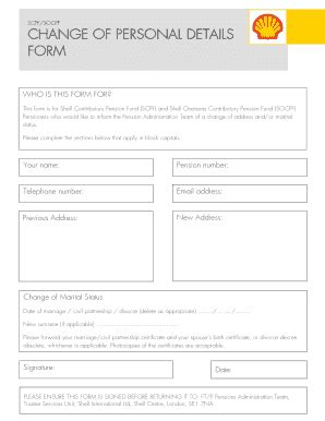 Fillable Online CHANGE OF PERSONAL DETAILS FORM S08static Shellcom