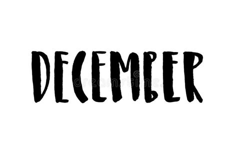 December Handwritten Text Modern Calligraphy Stock Illustration