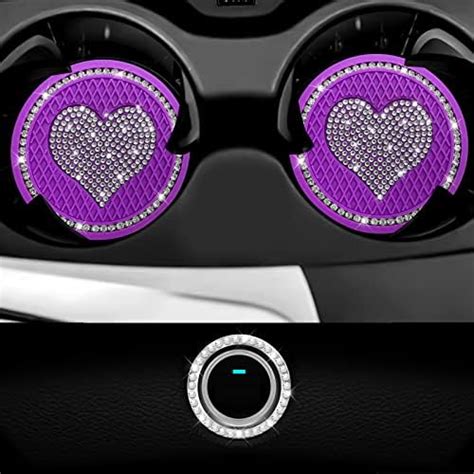 Amazon Car Cup Holder Coaster 2PCS Universal Heart Bling White