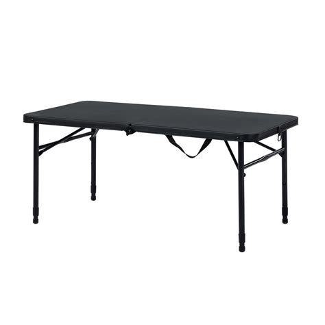 Mainstays 40"L x 20"W Plastic Adjustable Height Fold-in-Half Folding Table, Rich Black