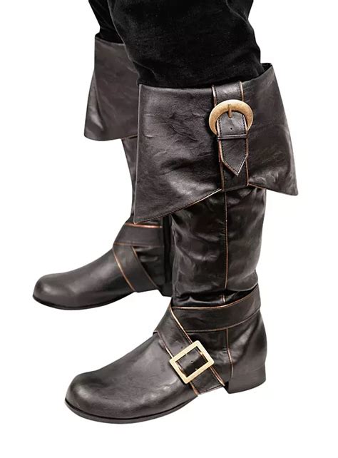 Mens Pirate Boots With Buckles Black