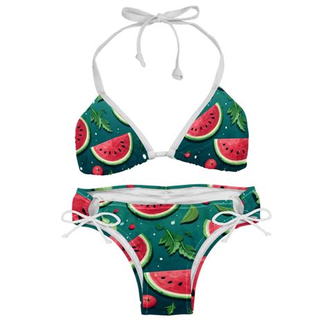 Watermelon Stylish Bikini Set With Detachable Sponge And Adjustable