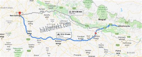 kathmandu  delhi bus route map kathmandu delhi bus