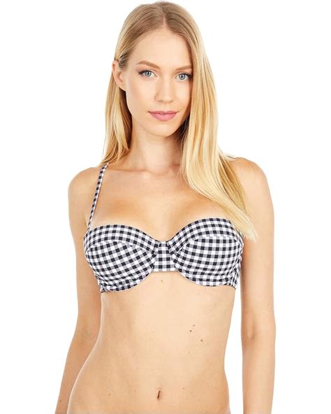 J Crew Demi Underwire Bikini Top In Matte Gingham Pm