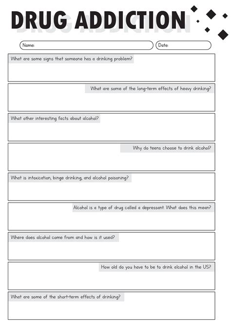 Addiction Recovery Worksheets Printable Addiction Recovery W