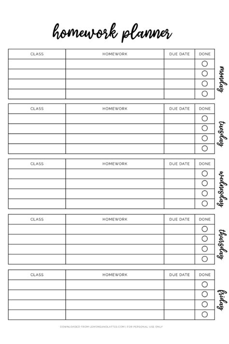 Printable Homework Planners to Help Students Get Organized in 2024 ...