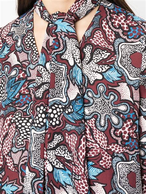 Dvf Diane Von Furstenberg Patterned Pussy Bow Midi Dress Farfetch