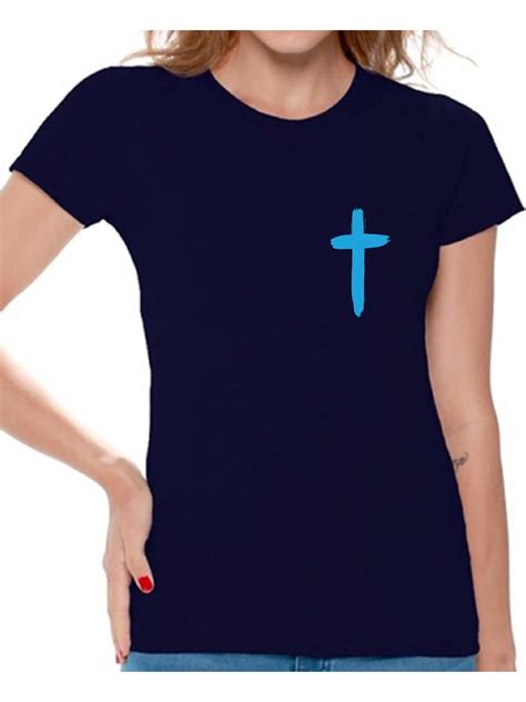 Awkward Styles Blue Cross Shirt For Women Christian Cross Clothes For