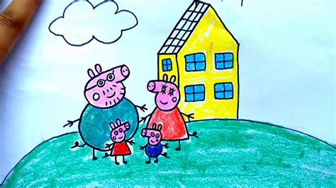 Cartoon Peppa Pig House Family