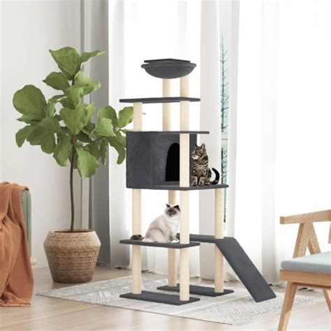 Yin Arbre Chat Avec Griffoirs En Sisal Gris Fonc Cm