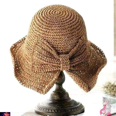 Ladies Hat With Large Bow Brim Hat For Women Brimmed Sun Etsy Crochet Woman Hand Crochet