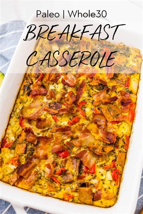 Paleo Breakfast Casserole With Sweet Potatoes Bacon Eggs And Veggies