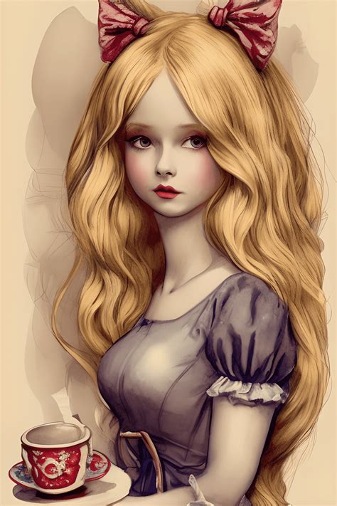 Alice Beautifull Girl Portrait Hyper Detail Face Long Blonde Wave Creative Fabrica