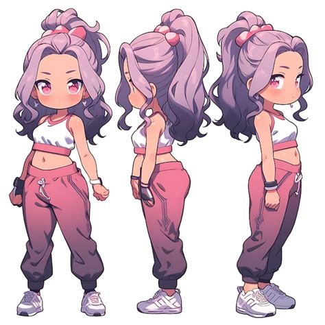 Premium Photo Character Of Female Chibi Kawaii Fitness Instructor