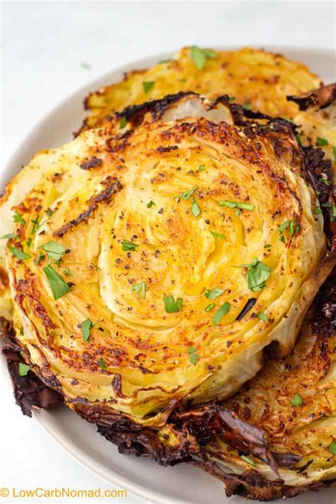 Garlic Roasted Cabbage Steaks Low Carb Nomad