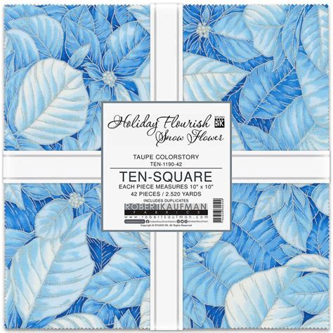 Holiday Flourish Snow Flower Blue Ten Square Robert Kaufman TEN 1191