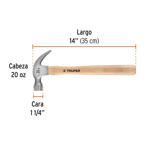 Martillo Pulido Oz U A Curva Mango Madera Truper