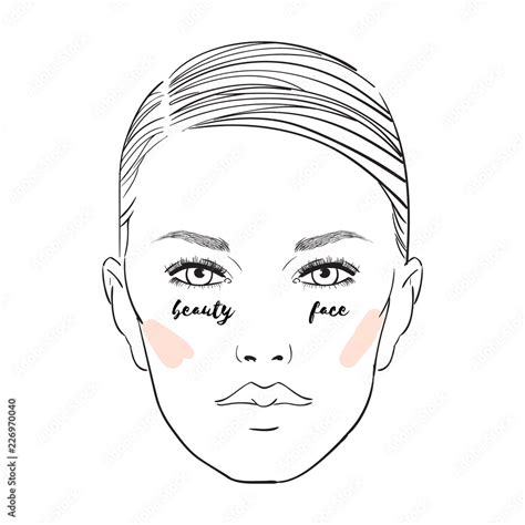 Beautiful Woman Face With Nude Make Up Hand Drawn Vector Illustration Stylish Original Graphics
