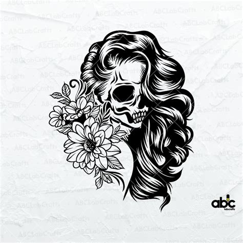 Floral Woman Skull Svg File Floral Woman Svg Skull Svg Etsy