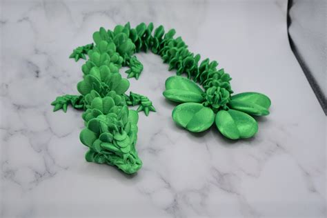 3d Printed Articulating Clover Dragon From Tik Tok Fidget Etsy