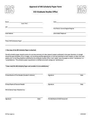 Fillable Online Ece Umd Approval Of Ms Scholarly Paper Form Ece Fax