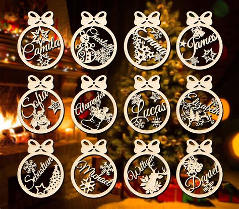 Christmas Ornaments Svg Laser Cut Files Personalizable 12 Etsy