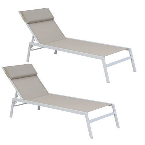 NATERIAL Lot De 2 Bains De Soleil RIBA 2 Chaises Longues De Jardin