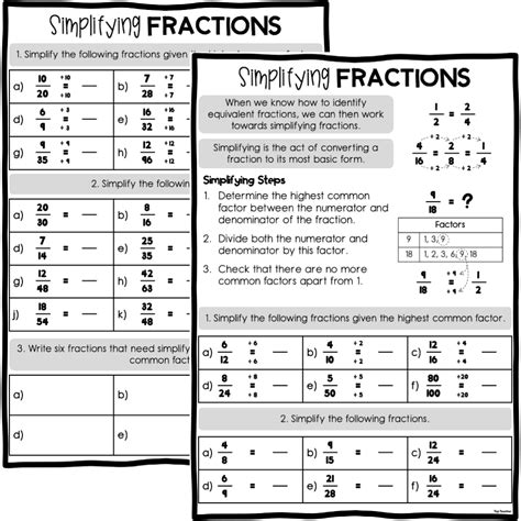 Simplifying Fractions Worksheets Top Teacher