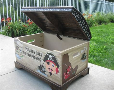 Large Hand Painted Pirate Toy Chestpirate Chest Kids Toy