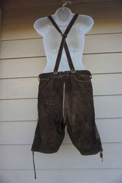 Vintage Suede Leather Lederhosen Shorts Oktoberfest A… Gem