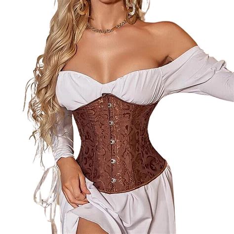 Corpete Corset Corselet Cinta Underbust Modela Cintura Floral Marrom