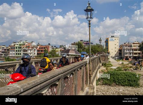 Sankhamul Bridge, a pedestrian bridge crossing the Bagmati River in ...