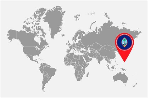 Premium Vector Pin Map With Guam Flag On World Map Vector Illustration