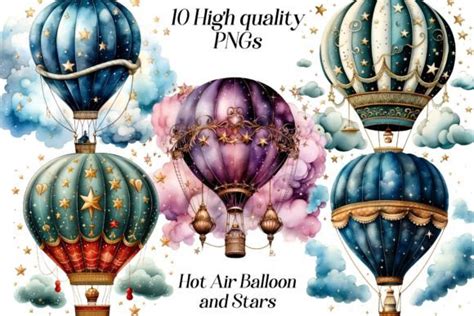 Watercolor Hot Air Balloon Clipart Graphic By Designs By Anna B Creative Fabrica