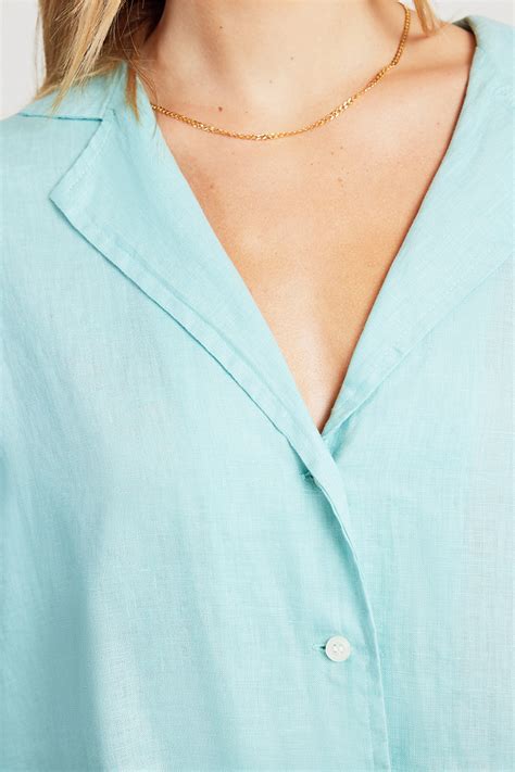Nude Lucy Lounge Linen Shirt Aqua Stylerunner