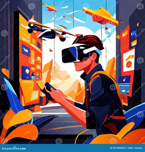 Vr Wonders Exploring Digital Dimensions Stock Illustration