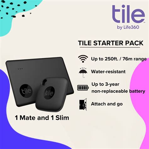 Tile Starter Pack, Trackers for keys and more 1 Tile Mate and 1 Tile Slim (GPS Tracker/Airtag ...