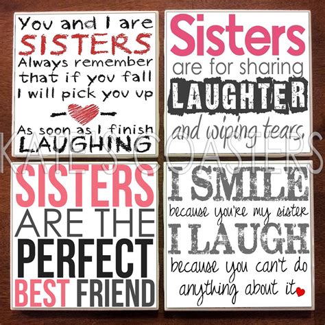 Items similar to Set of 4 sister quotes ceramic tile coasters on Etsy