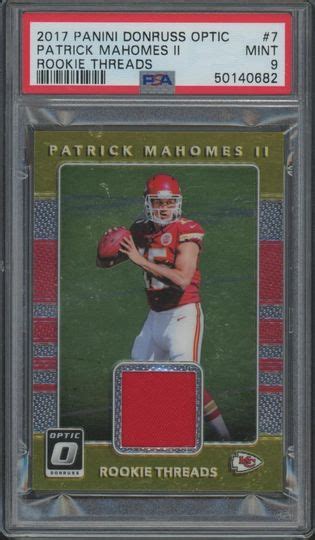 Mavin 2017 Donruss Optic Rookie Threads Patrick Mahomes Psa 9