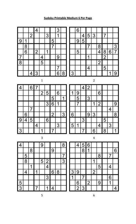 Free Printable Sudoku 6 Per Page Sudoku Puzzles Printable