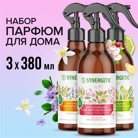 Освежитель воздуха SYNERGETIC Пачули и нероли, Миндаль и яблоневый цвет ...