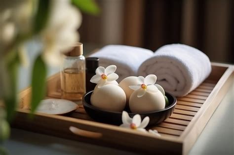 Premium Ai Image Thai Massage Spa Therapy With Herbal Towel Compress Ball Coconut Oil Perfume