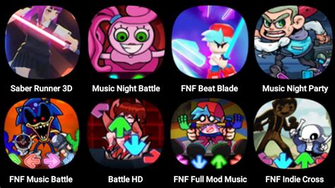 Saber Runner 3D Music Night Battle FNF Beat Blade Music Night Party