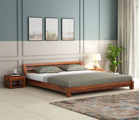 Buy Rico Low Floor Bed (Queen Size, Honey Finish) Online in India at ...