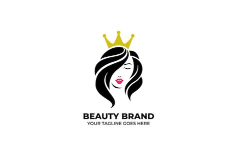 Premium Vector | Beauty Woman Wearing Crown Logo Template