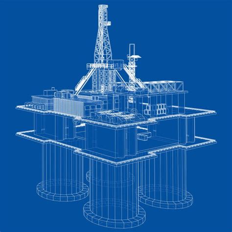 Offshore Oil Rig Drilling Platform Concept Vector Stock Vector