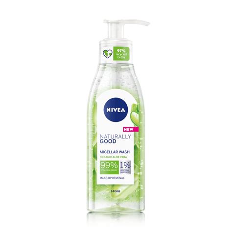 Мицеллярный гель для умывания Nivea Naturally Good с алоэ вера, 140 мл ...