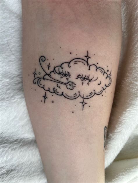 Cute fine line Bratz Cloud Tattoo | Cloud tattoo, Shoulder tattoo, Dope ...