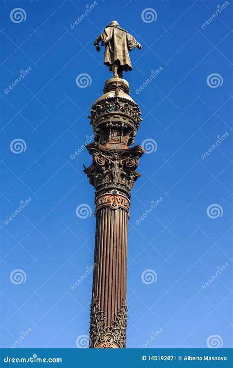 Christopher Columbus Monument Barcelona Spain Stock Image Image Of