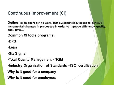 Lean Continuous Improvement Overview Ppt